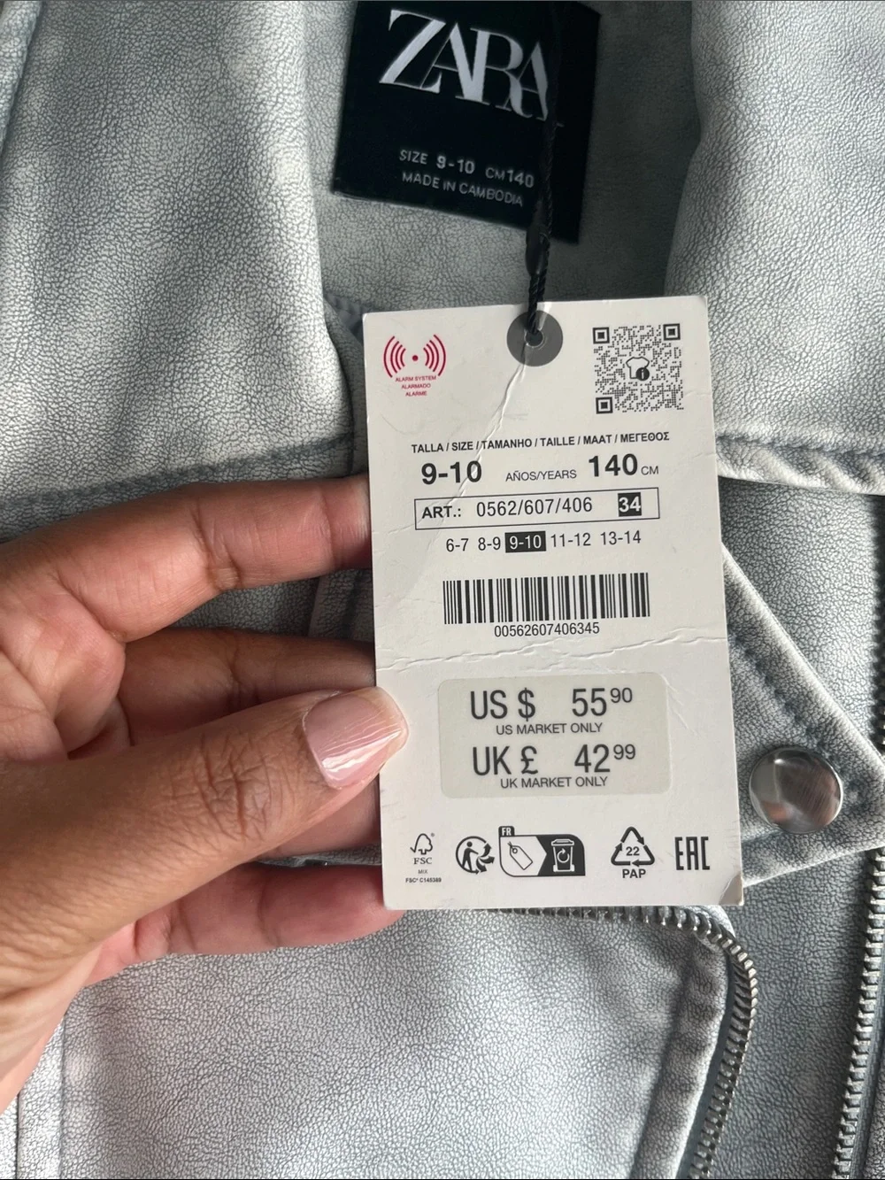 Zara Metallic Silver Cropped Moto Jacket